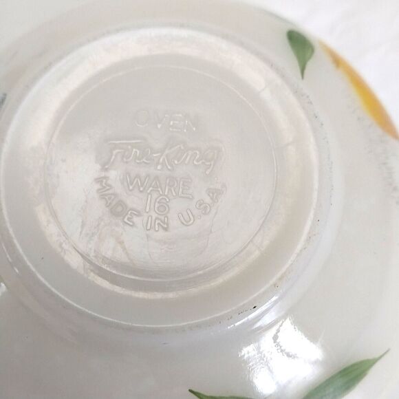 Fire King Fruit Mixing Bowl 6" Pear Hand Painted 1950's Gay Fad Milk Glass #F005 - Picture 7 of 9